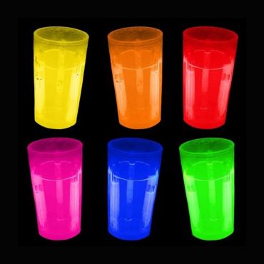 Shine Pack de 6 Vasos de chupito con luz LED diseño de Calavera Color Naranja y Rojo neón 