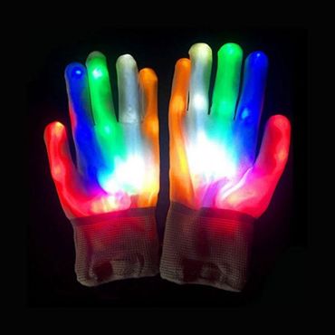 Gants lumineux LED taille M avec doigts paillettes colorées pour